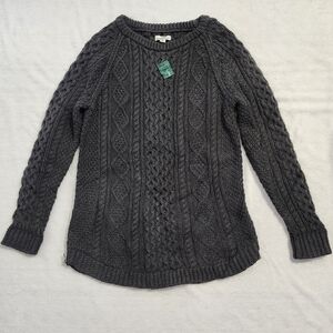 L.L. BEAN Signature Women's Charcoal Grey Cotton‎ Knit Tunic Sweater Small NWT